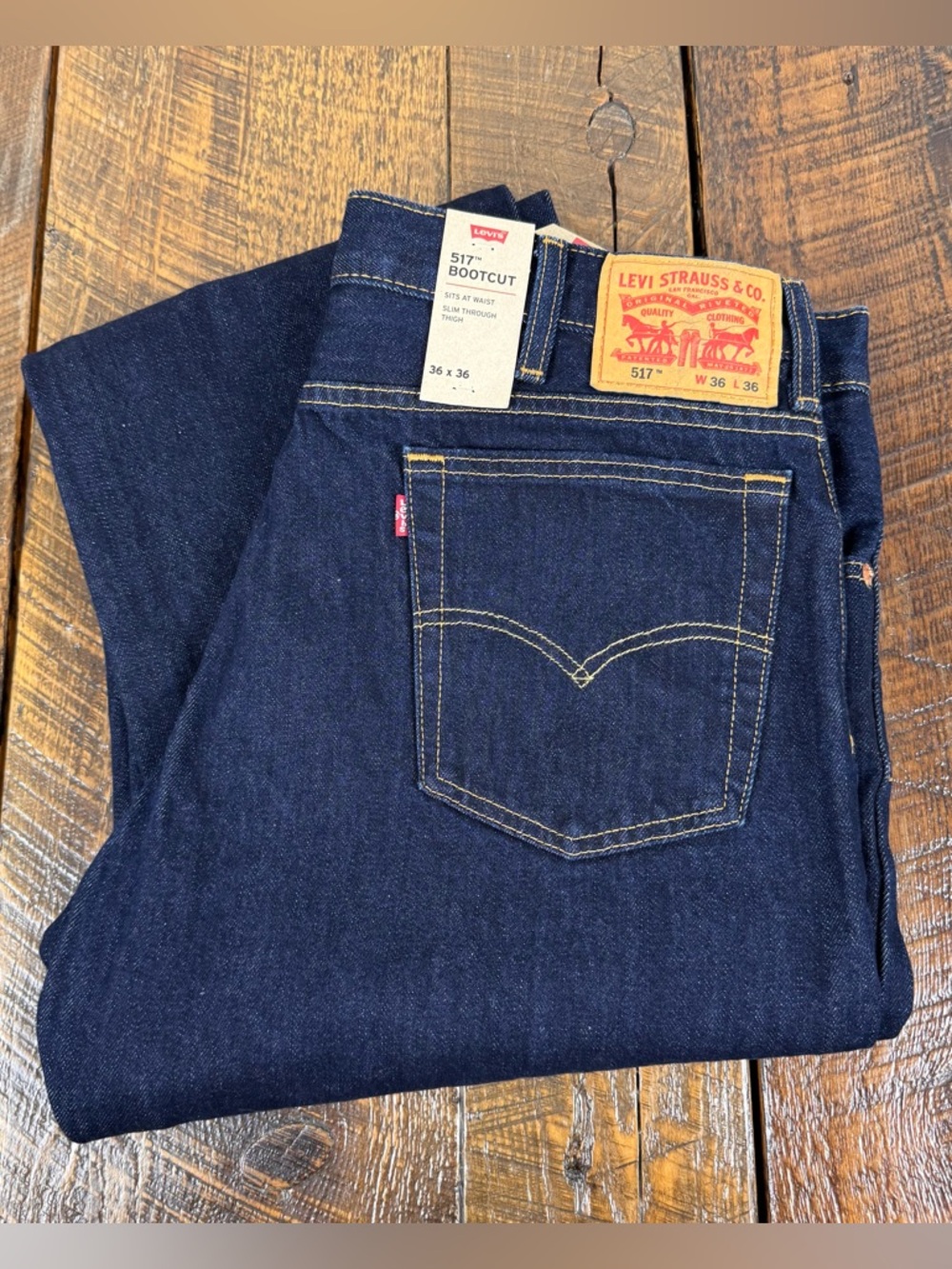 Levi’s 517 Bootcut Jeans Dark Wash 36x36 NWT Classic Straight Fit